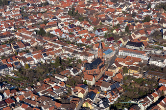 Church building of cath. Church St. Nikolaus in the village of in Plankstadt in the state Baden-Wuerttemberg, Germany