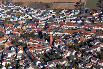 Building of industrial monument historic water tower in Plankstadt in the state Baden-Wuerttemberg, Germany