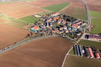 Aerial view of District Bruchhausen in Sandhausen in the state Baden-Wuerttemberg, Germany