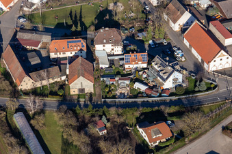 Oblique view of District Bruchhausen in Sandhausen in the state Baden-Wuerttemberg, Germany