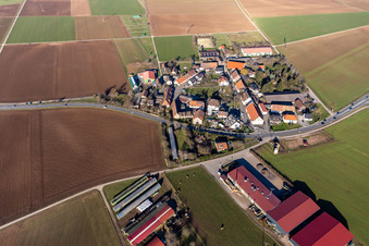 Aerial view of Village view in the district Bruchhausen in Sandhausen in the state Baden-Wuerttemberg, Germany