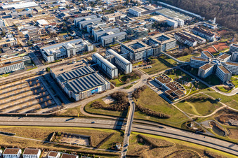 Aerial view of SAP Deutschland SE & Co. KG in Walldorf in the state Baden-Wuerttemberg, Germany
