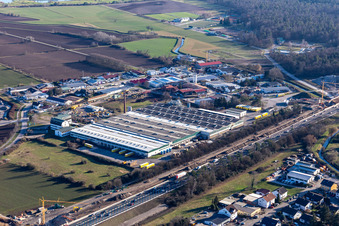 Buildings and production halls on the factory premises of the Smurfit Kappa Wellpappe Suedwest GmbH in Sankt Leon-Rot in the state Baden-Wuerttemberg, Germany