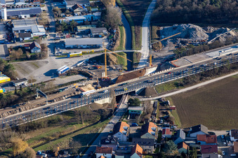 Motorway construction site to renew a bridge on the route of A5 in Sankt Leon-Rot in the state Baden-Wuerttemberg, Germany