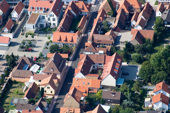 Aerial view of Bahnhofstr in Kandel in the state Rhineland-Palatinate, Germany