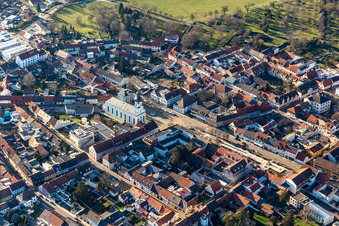 Catholic Church on the Market Square in Philippsburg in the state Baden-Wuerttemberg, Germany