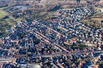 Aerial photograpy of Philippsburg in the state Baden-Wuerttemberg, Germany