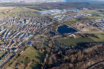 Oblique view of Philippsburg in the state Baden-Wuerttemberg, Germany