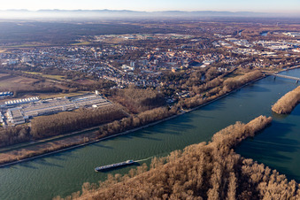 Aerial view of Germersheim in the state Rhineland-Palatinate, Germany