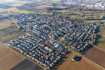 Town View of the streets and houses of the residential areas in Steinweiler in the state Rhineland-Palatinate, Germany