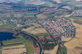 Oblique view of Neupotz in the state Rhineland-Palatinate, Germany