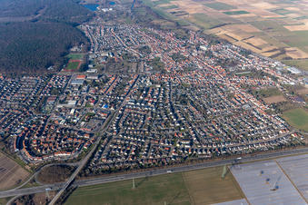 Rülzheim in the state Rhineland-Palatinate, Germany from the plane