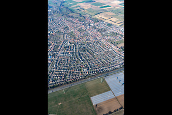 Bird's eye view of Rülzheim in the state Rhineland-Palatinate, Germany