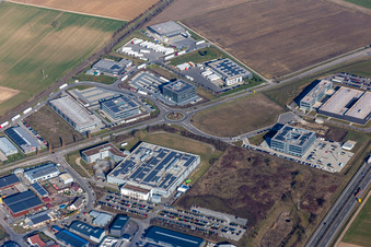 Industrial Area North with ITK Engineering, DBK, MTS Group in Rülzheim in the state Rhineland-Palatinate, Germany