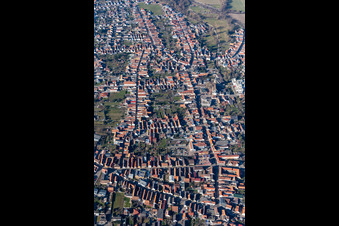 Town View of the streets and houses of the residential areas in Ruelzheim in the state Rhineland-Palatinate, Germany