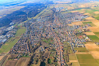 City overview from the east in Herxheim bei Landau in the state Rhineland-Palatinate, Germany