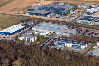 Aerial view of Eberspächer Catem GmbH. Trailer Klimm in Herxheim bei Landau in the state Rhineland-Palatinate, Germany