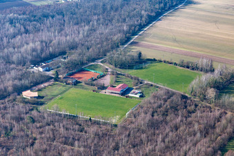 Tennis and football court, Waldschlösschen barbecue hut in Steinweiler in the state Rhineland-Palatinate, Germany