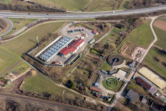 Aerial photograpy of Power plants of thermal power station Geothermiekraftwerk in Insheim in the state Rhineland-Palatinate, Germany