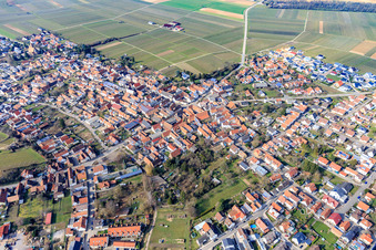 Village overview from the southeast in Insheim in the state Rhineland-Palatinate, Germany
