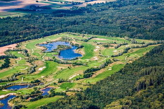 Aerial view of Golf Club Landgut Dreihof SÜW in Essingen in the state Rhineland-Palatinate, Germany