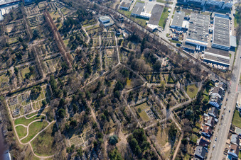 Grave rows on the grounds of the cemetery Speyer in Speyer in the state Rhineland-Palatinate, Germany