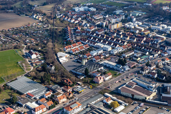 Former Promarkt site Am Rabensteinerweg in Speyer in the state Rhineland-Palatinate, Germany seen from above