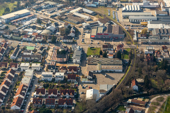 Former Promarkt site Am Rabensteinerweg in Speyer in the state Rhineland-Palatinate, Germany from the drone perspective