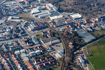 Former Promarkt site Am Rabensteinerweg in Speyer in the state Rhineland-Palatinate, Germany from a drone