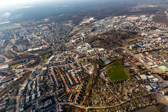Aerial view of Cemetery in the district Burgfeld in Speyer in the state Rhineland-Palatinate, Germany