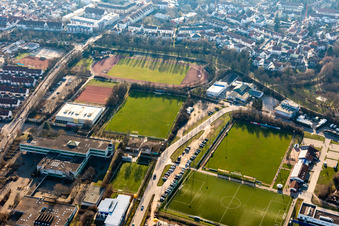 Sports fields at the Helmut Bantz Stadium in Speyer in the state Rhineland-Palatinate, Germany