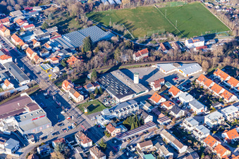 Former Promarkt site Am Rabensteinerweg in Speyer in the state Rhineland-Palatinate, Germany seen from above