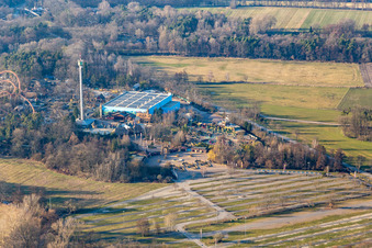 Aerial view of Holiday park during the winter and corona break in Haßloch in the state Rhineland-Palatinate, Germany