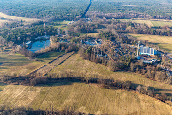 Oblique view of Holiday park during the winter and corona break in Haßloch in the state Rhineland-Palatinate, Germany