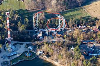 Bird's eye view of Holiday park during the winter and corona break in Haßloch in the state Rhineland-Palatinate, Germany