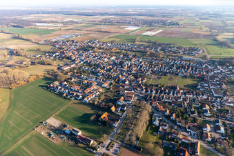 District Geinsheim in Neustadt an der Weinstraße in the state Rhineland-Palatinate, Germany from above