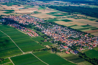 Town from the west in the district Niederhochstadt in Hochstadt in the state Rhineland-Palatinate, Germany