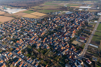 Oblique view of Zeiskam in the state Rhineland-Palatinate, Germany