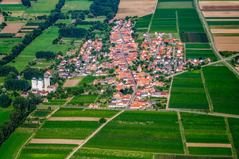 Town from the west in Freimersheim in the state Rhineland-Palatinate, Germany