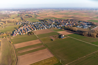 Aerial view of Knittelsheim in the state Rhineland-Palatinate, Germany