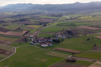 Bird's eye view of District Deutschhof in Kapellen-Drusweiler in the state Rhineland-Palatinate, Germany