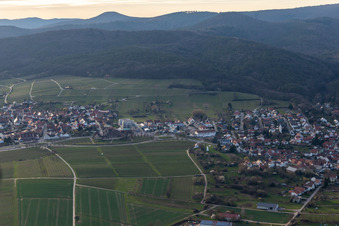 Drone recording of District Schweigen in Schweigen-Rechtenbach in the state Rhineland-Palatinate, Germany