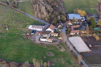 Aerial photograpy of Windhof, green border to France in Schweighofen in the state Rhineland-Palatinate, Germany