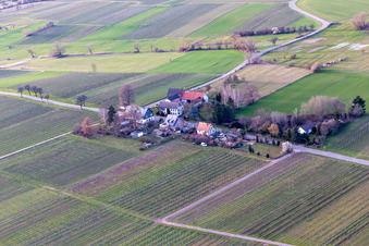 Oblique view of Windhof, green border to France in Schweighofen in the state Rhineland-Palatinate, Germany