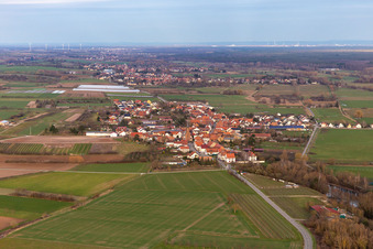Village view from the west in Schweighofen in the state Rhineland-Palatinate, Germany
