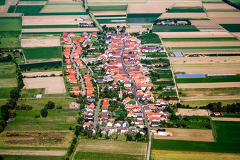 Town View of the streets and houses of the residential areas in Altdorf in the state Rhineland-Palatinate from above