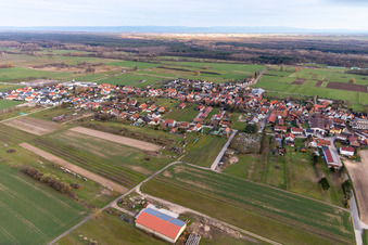 Village view from the northwest in Schweighofen in the state Rhineland-Palatinate, Germany
