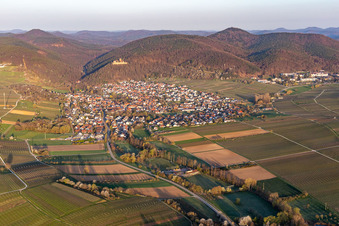 Klingbachtal in the spring bloom before mountain scenery at Haardtrand of Palatinat forest in Klingenmuenster in the state Rhineland-Palatinate