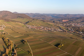 Aerial photograpy of Birkweiler in the state Rhineland-Palatinate, Germany