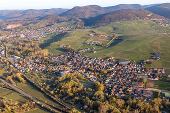 Aerial view of Siebeldingen in the state Rhineland-Palatinate, Germany